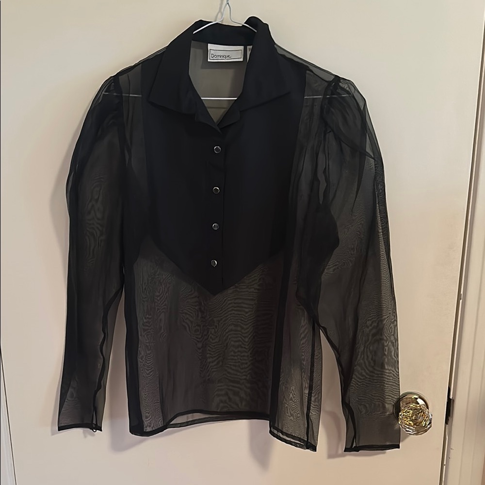 Sheer Black Button-Up Blouse